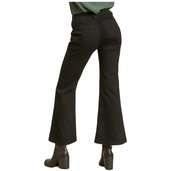 Umgee Flare Jeans Mid Rise Patch Pocket Trouser Denim Pants Black Medium M A0363 - Picture 5 of 15